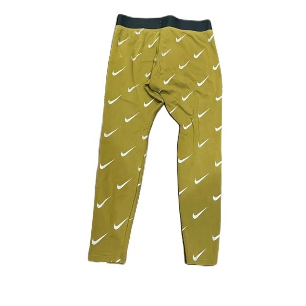Women’s Mustard Yellow Leggings with White Swoosh Pattern